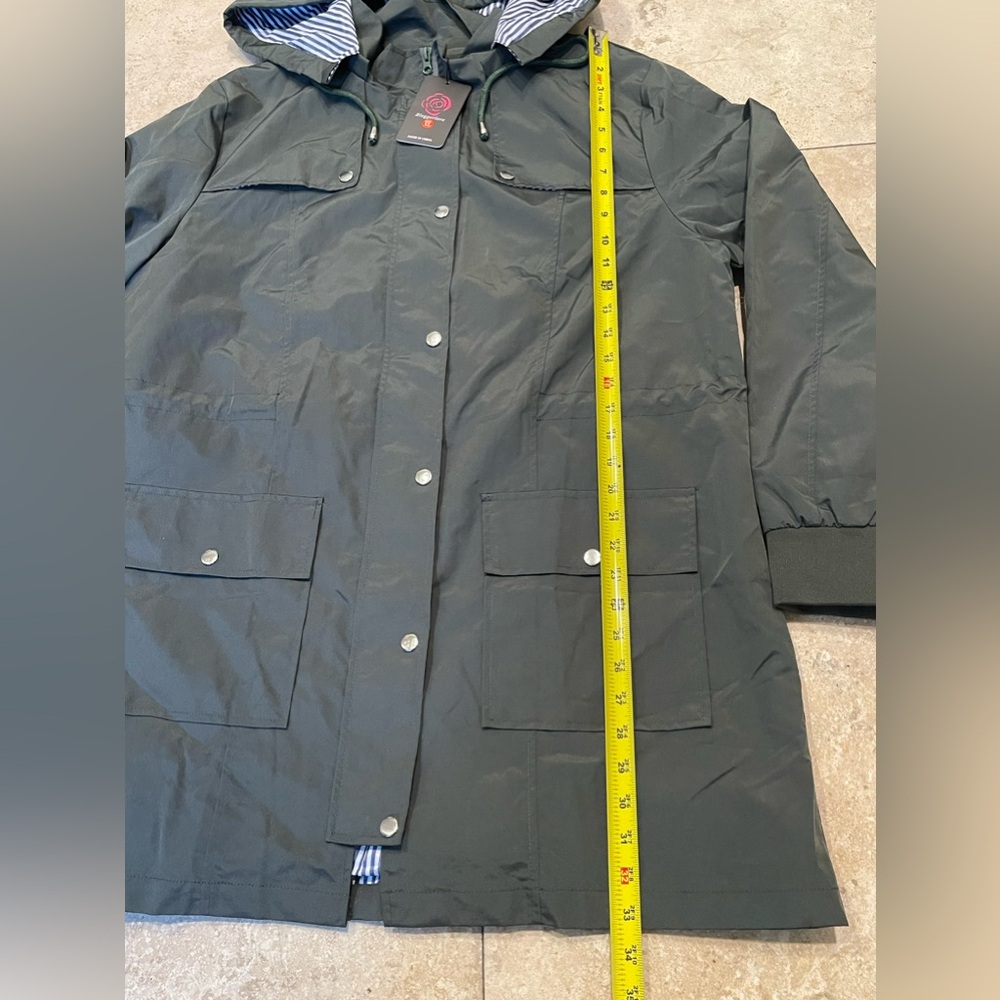 Bloggerlove Women's Raincoats Windbreaker Jacket Waterproof XL Army Green NWT